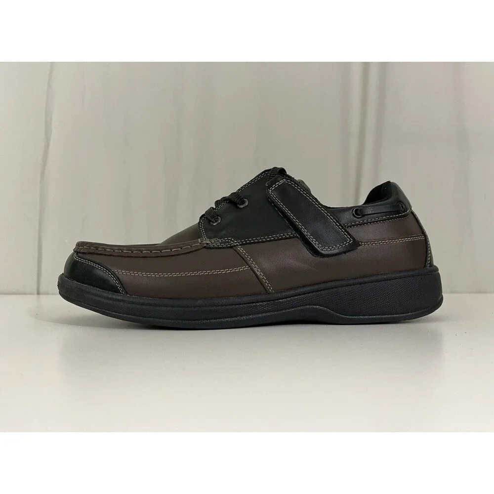 Orthofeet 422 Baton Rouge Mens Size 13 (E) Shoes Brown Black Leather Boat Loafer